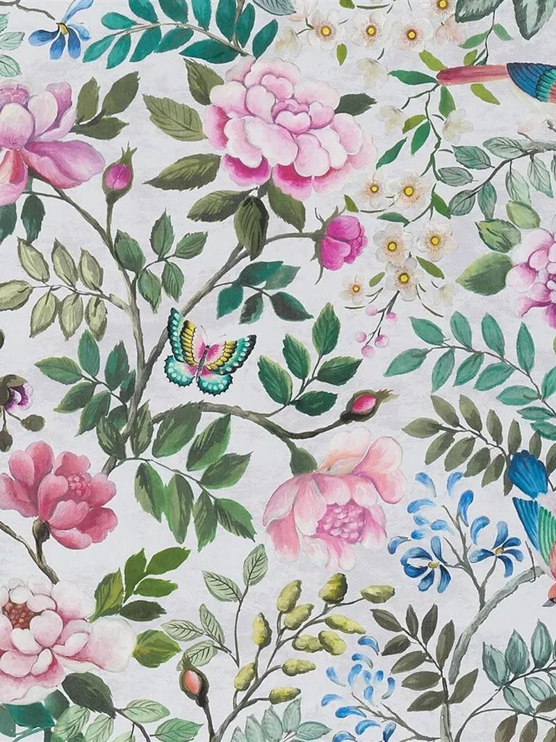 Floral Bird Patterned Wallpaper on Non-Woven Ground for Easy Installation