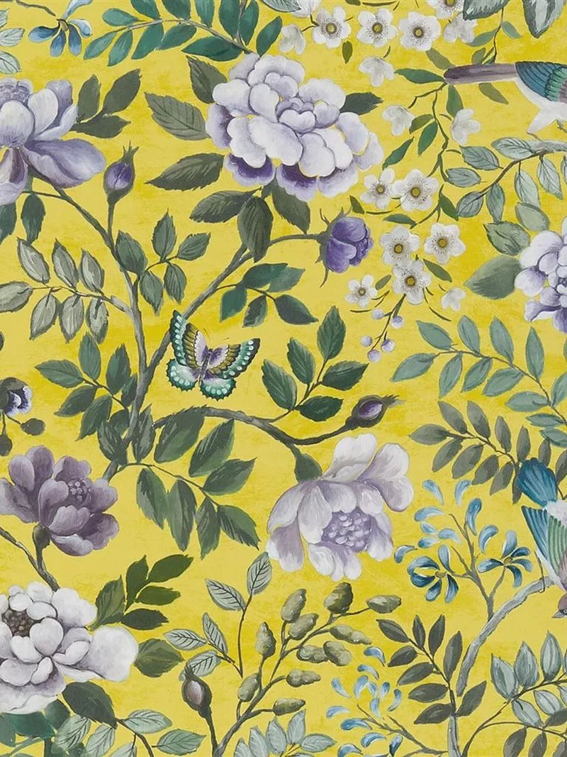 Floral Bird Patterned Wallpaper on Non-Woven Ground for Easy Installation