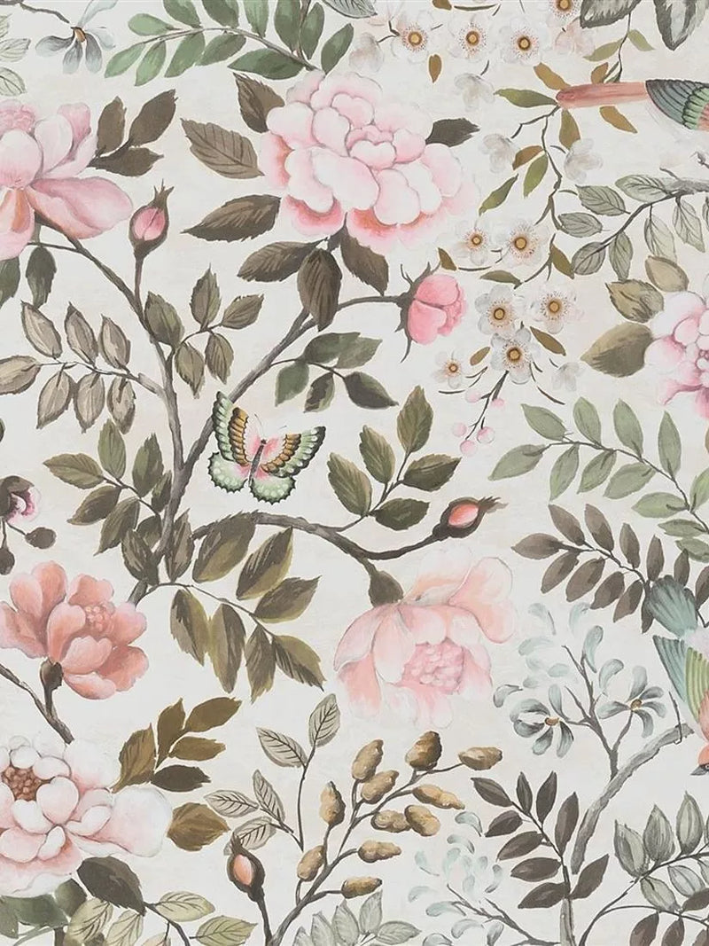 Floral Bird Patterned Wallpaper on Non-Woven Ground for Easy Installation
