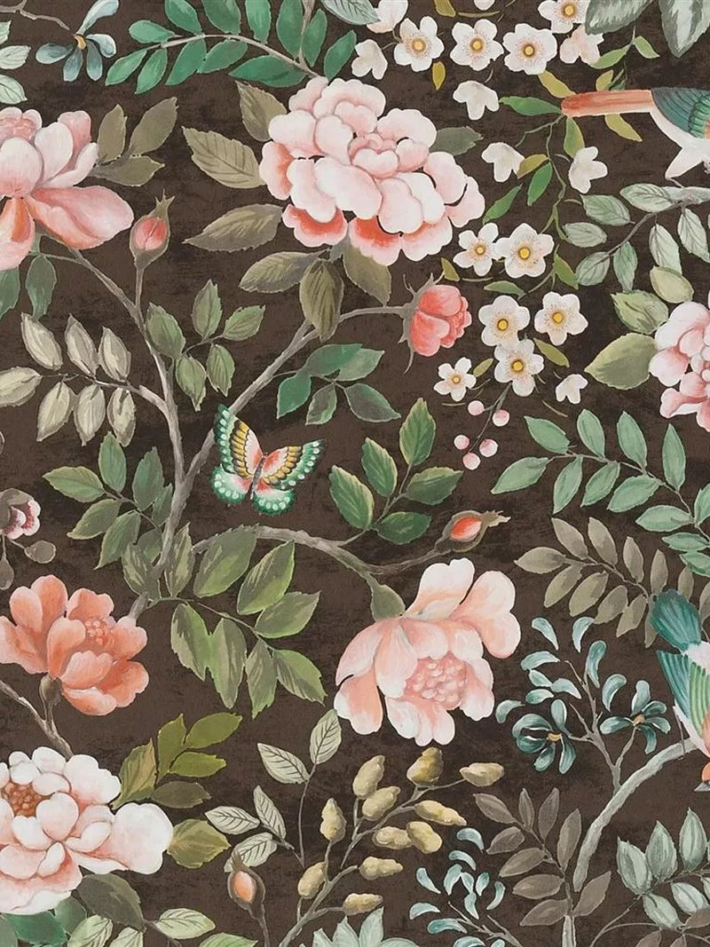 Floral Bird Patterned Wallpaper on Non-Woven Ground for Easy Installation
