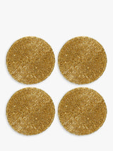 John Lewis John Lewis Gold Beaded Round Coasters Set of 4- Buy online at McGrocer