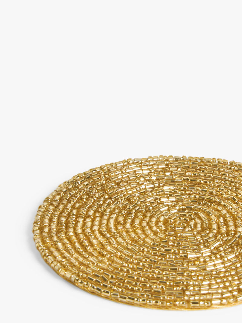 John Lewis Gold Beaded Round Coasters Set of 4, UK version