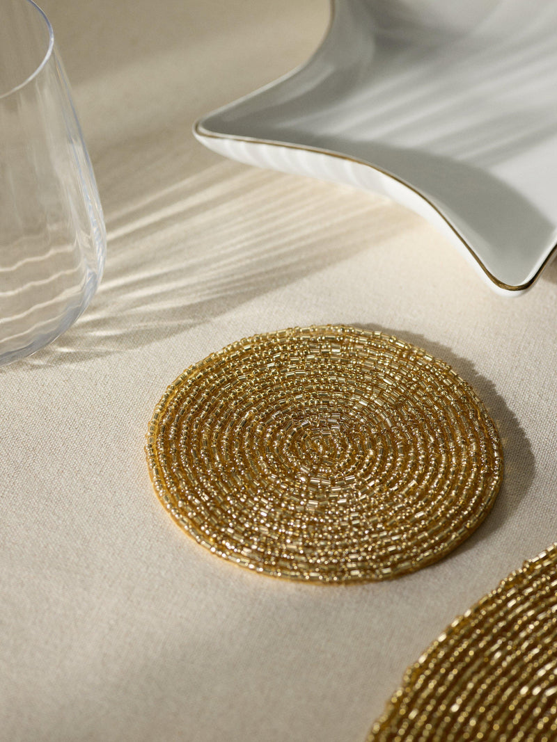 John Lewis Gold Beaded Round Coasters Set of 4, UK version