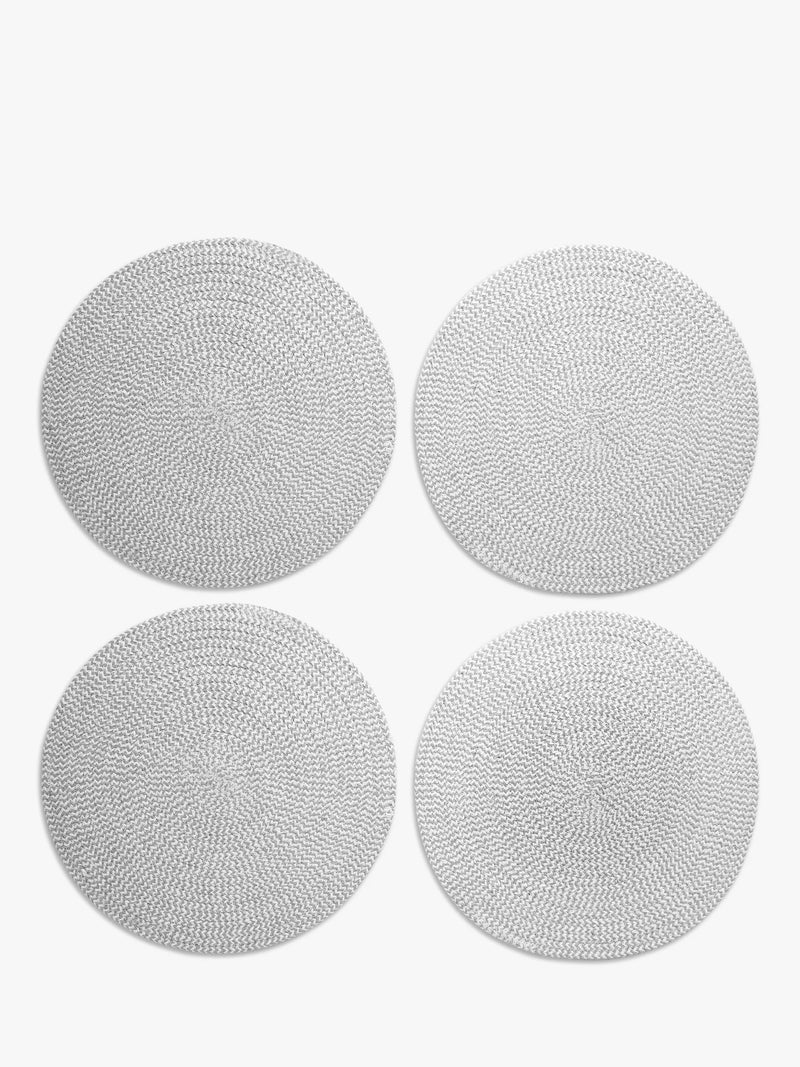 John Lewis woven cotton blend round placemats set of 4 light grey, imported from the UK
