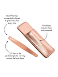 Tweezerman rose gold mini slant tweezers, imported from the UK