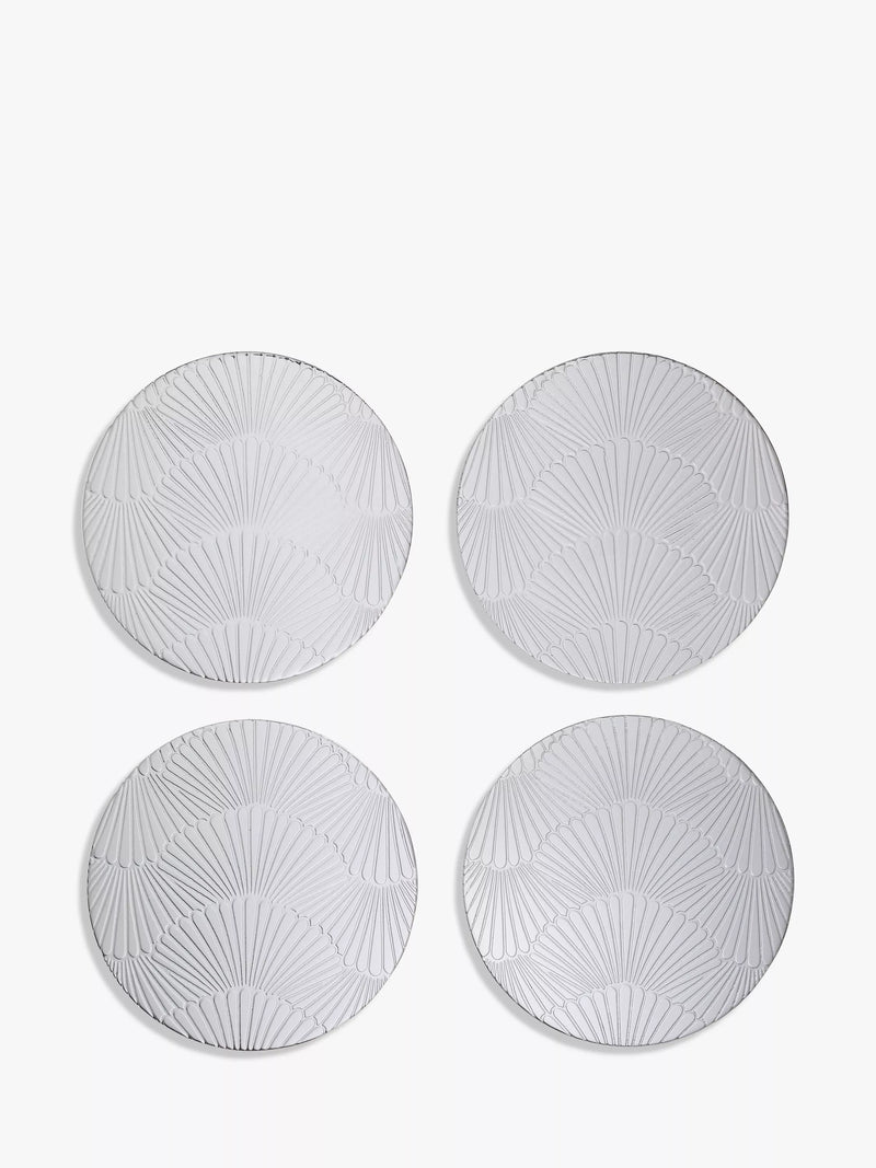 John Lewis Etched Scallop Stainless Steel Round Coasters, Set of 4, Silver