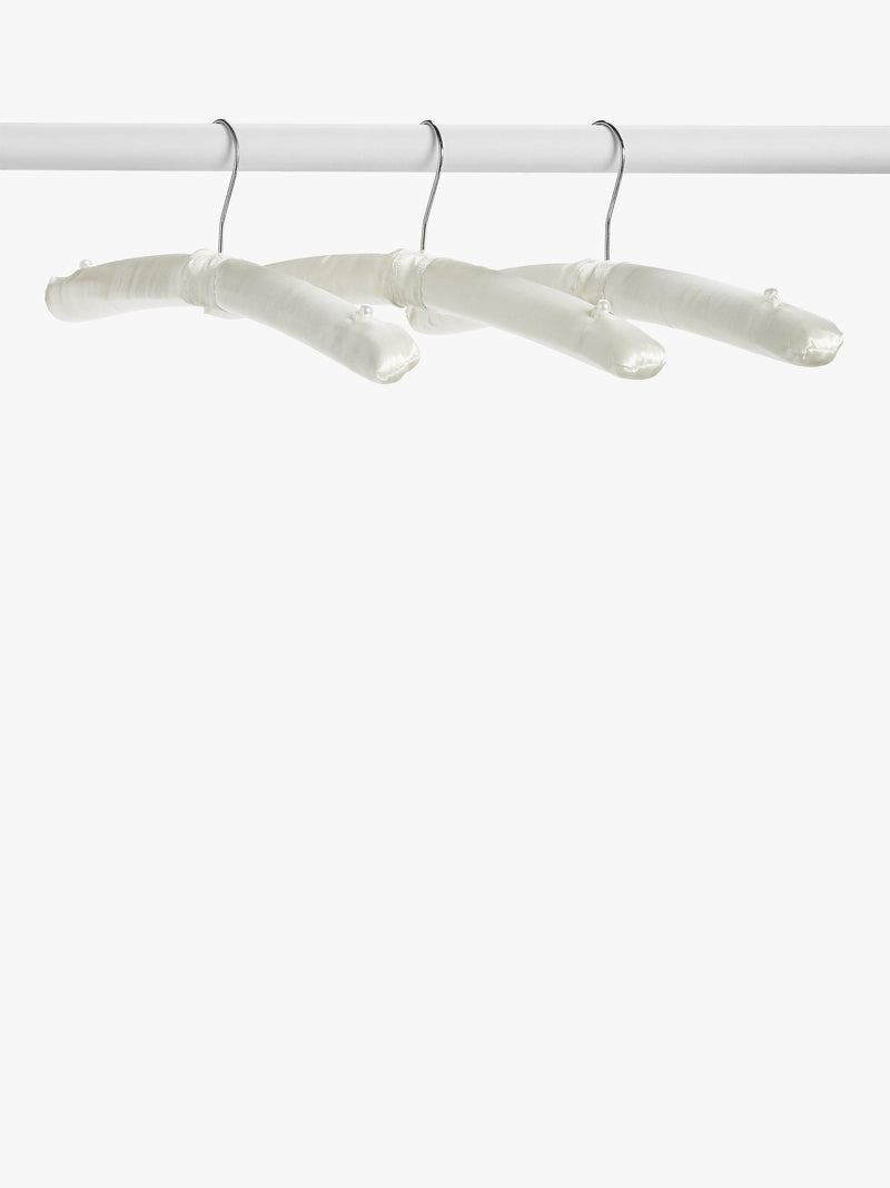 John Lewis padded satin clothes hangers white set of 3 - British product