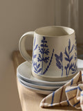 John Lewis Woodland Floral Glazed Stoneware Garden Mug in beige and blue, 450ml, UK version