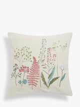 John Lewis Hand-Embroidered Square Cushion with Botanical Theme, Multi- Buy online at McGrocer