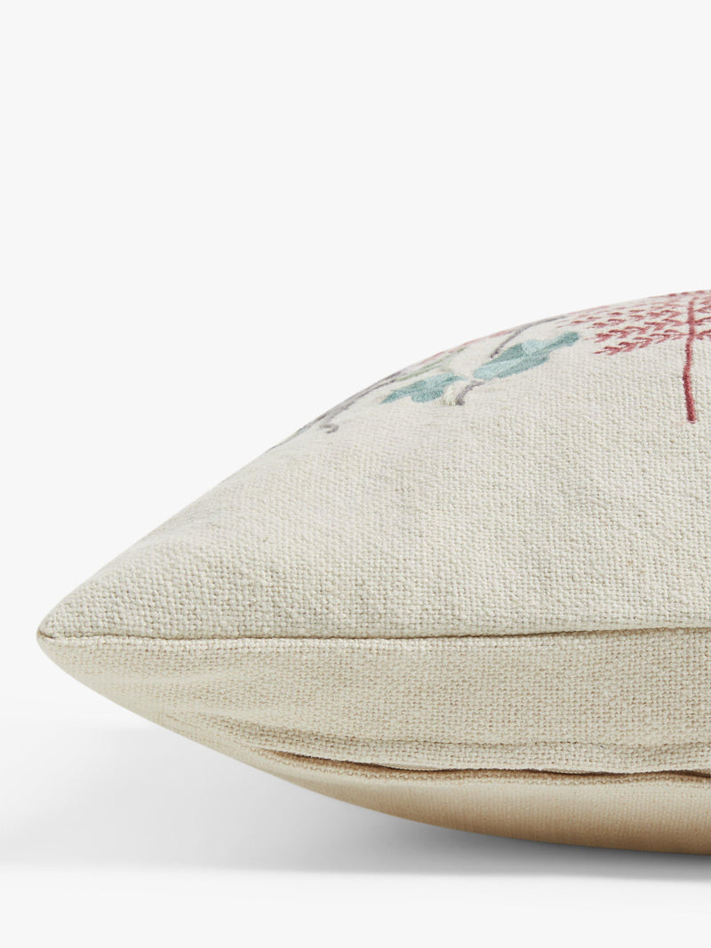 John Lewis hand-embroidered square cushion with botanical design, UK version