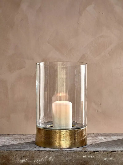 John Lewis nkuku Rajura Hurricane Lantern Candle Holder Clear Gold- Buy online at McGrocer