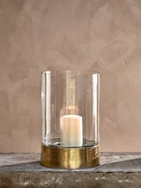 John Lewis nkuku Rajura Hurricane Lantern Candle Holder Clear Gold- Buy online at McGrocer