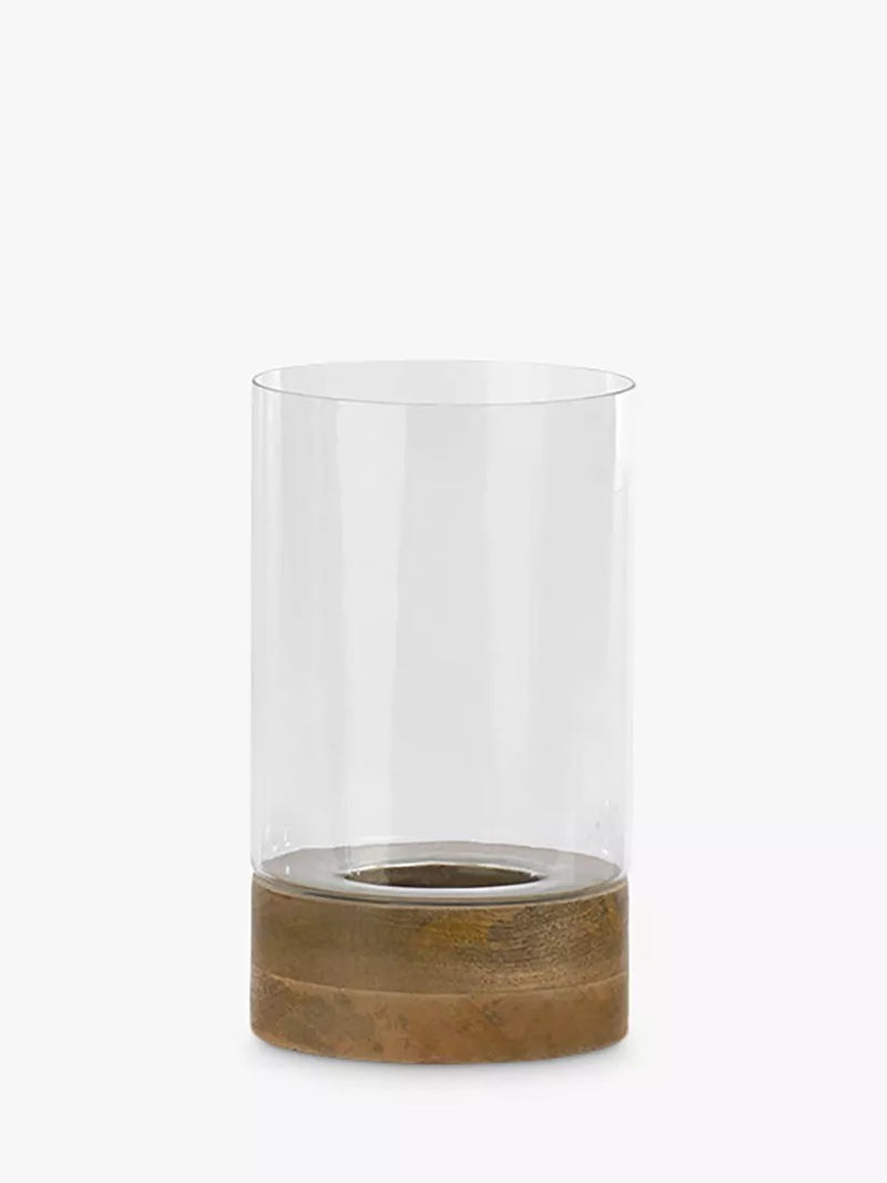 nkuku Idha mango wood hurricane lantern medium, UK version