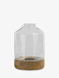 nkuku small Idha mango wood tapered hurricane lantern candle holder, UK version
