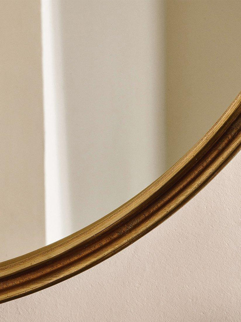 Nkuku round wall mirror antique brass 88cm - British product