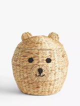 John Lewis Bear Water Hyacinth Storage Basket with Lid, Natural- Buy online at McGrocer
