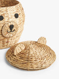 John Lewis bear water hyacinth storage basket with lid, natural, UK version