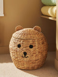 John Lewis bear water hyacinth storage basket with lid, natural, UK version