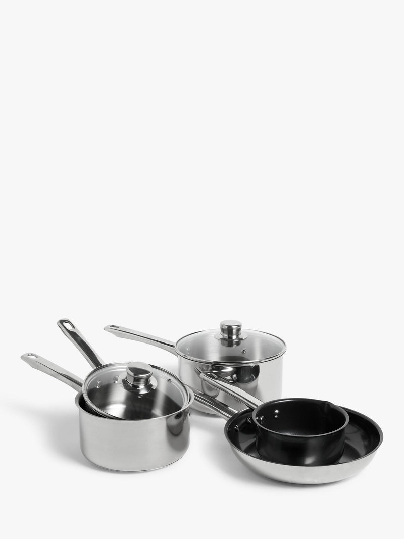 John Lewis 5-piece stainless steel pan set - British product