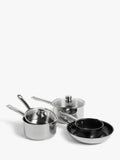 John Lewis 5-piece stainless steel pan set - British product