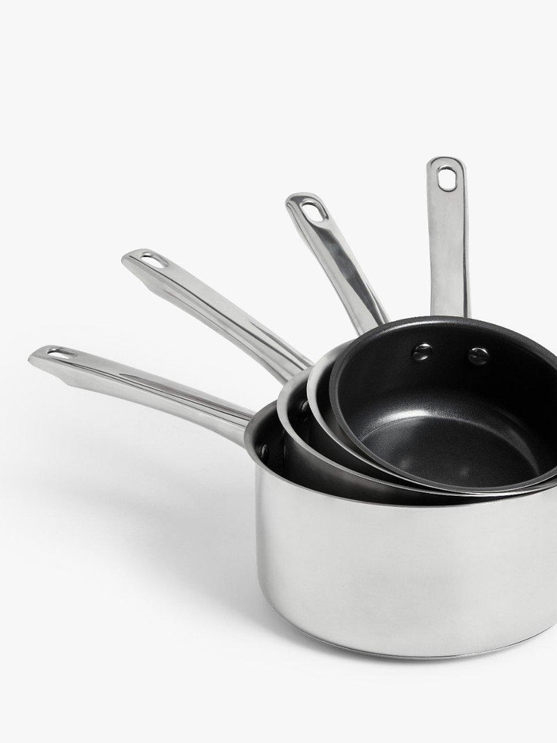 John Lewis 5-piece stainless steel pan set - British product