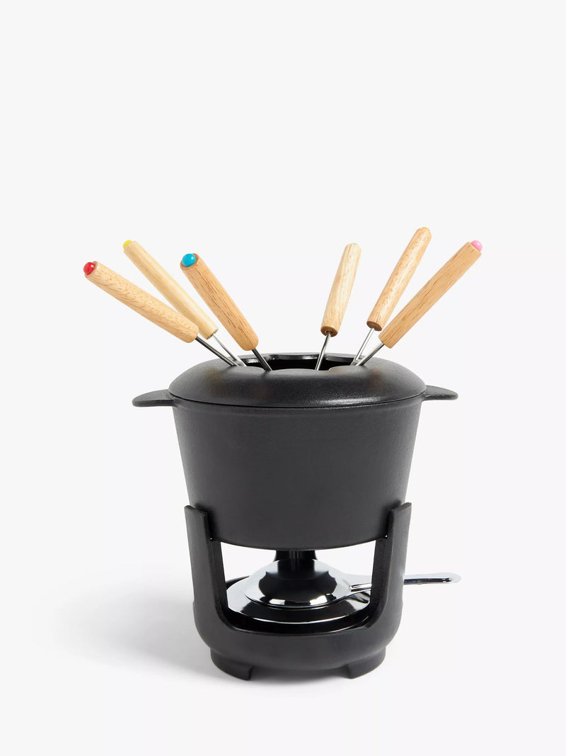 John Lewis cast iron fondue set black 700ml - British product