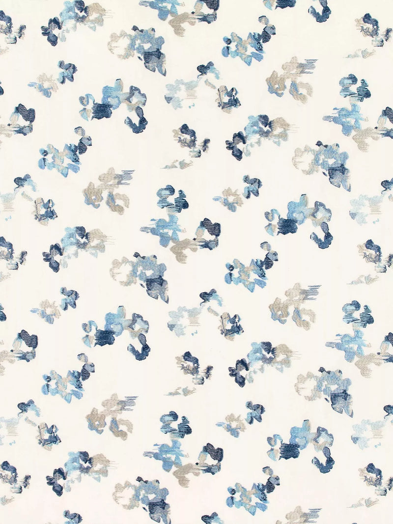 Villa Nova Aster furnishing fabric floral embroidered cotton, imported from the UK