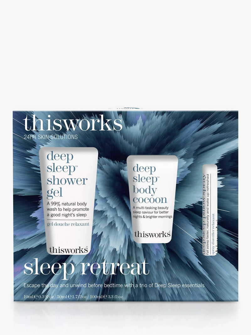 This Works sleep retreat bodycare gift set with shower gel, body cocoon, and pillow spray (British brand)