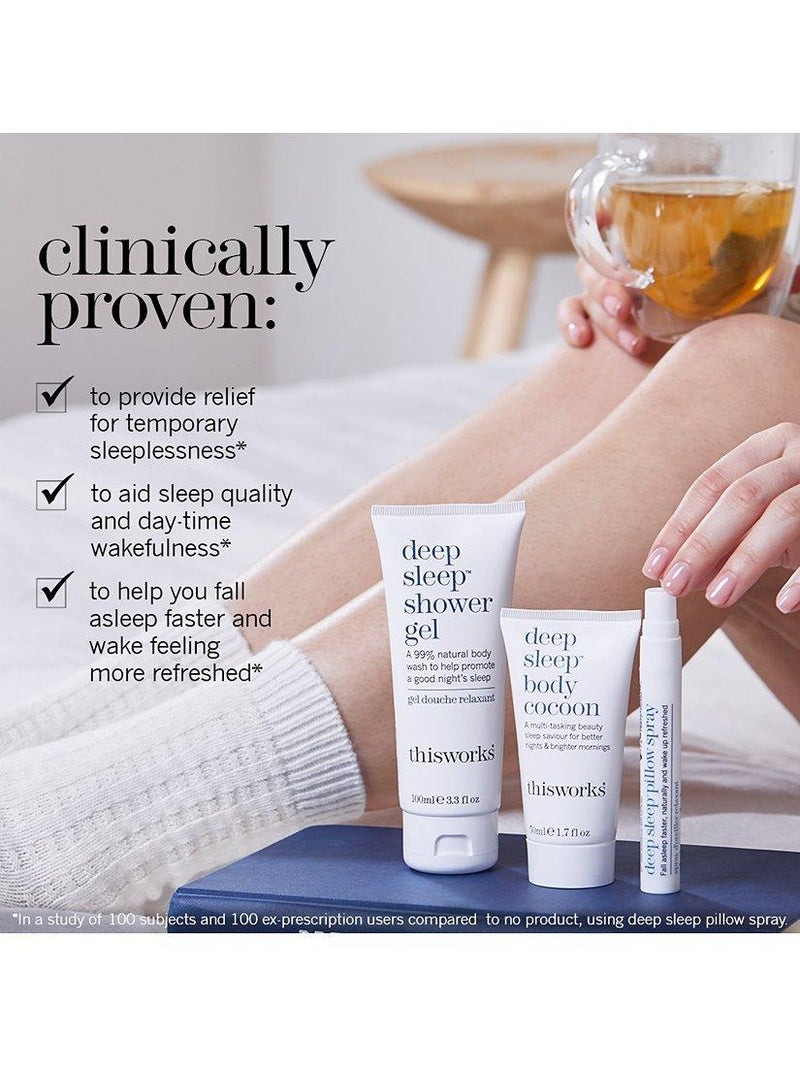 This Works sleep retreat bodycare gift set with shower gel, body cocoon, and pillow spray (British brand)
