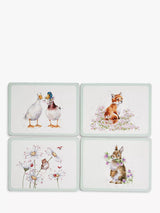 John Lewis Wrendale Designs Cork-Backed Animal Placemats, Set of 4, White/Multi- Buy online at McGrocer