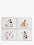 Wrendale Designs animal placemats set of 4 cork-backed, imported from the UK