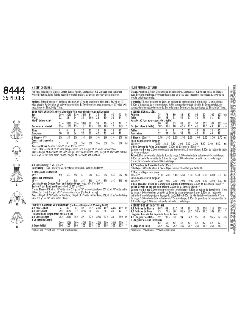 Simplicity S8444 sy-mønster for frøkenkjole med volanger (britisk merke)