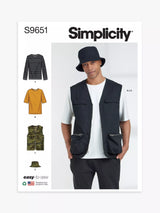 John Lewis Simplicity Men's Knit Top, Vest and Hat Sewing Pattern S9651- Buy online at McGrocer
