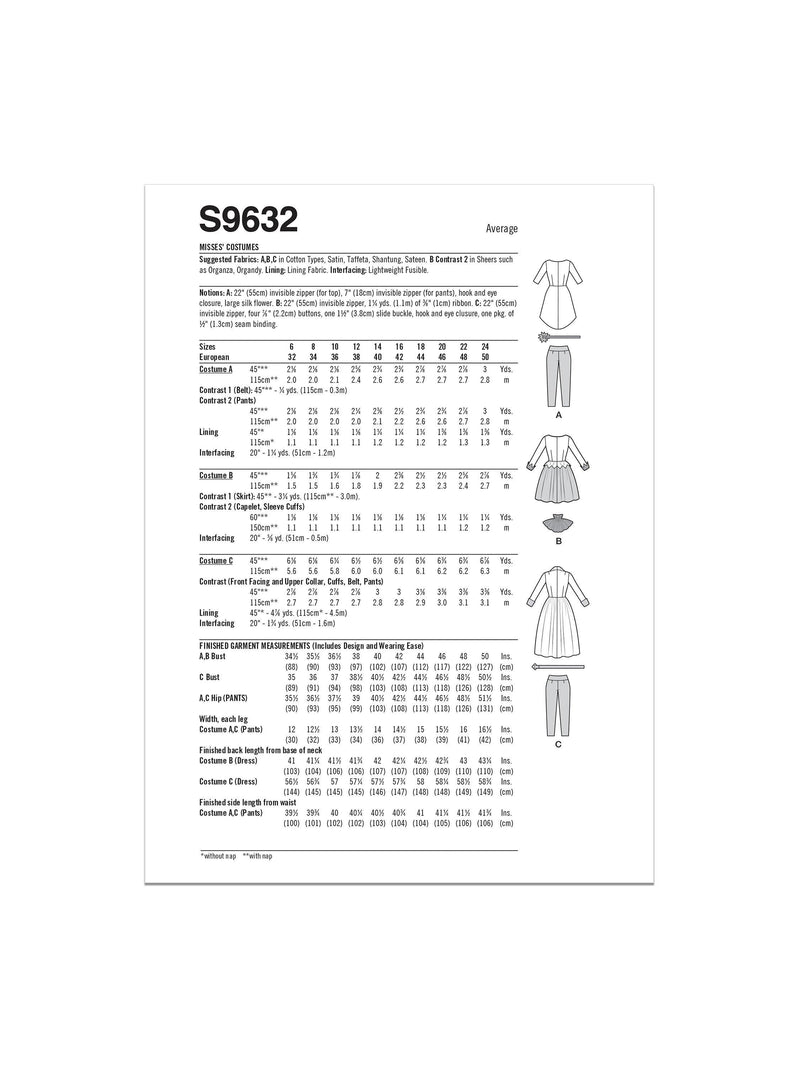 Simplicity Halloween costume sewing pattern S9632 - British product