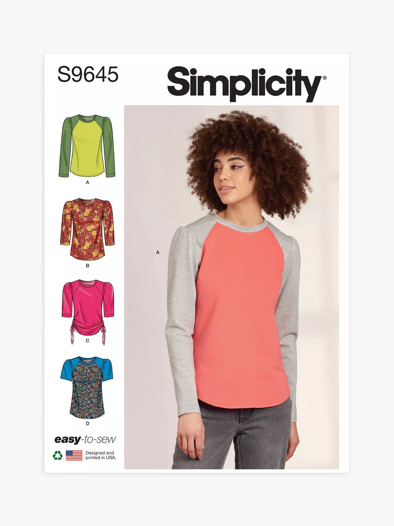 Simplicity S9645 misses knit tops sewing pattern, UK version