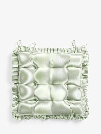 John Lewis John Lewis Frilled Stripe Seat Pad 43x43cm- Buy online at McGrocer
