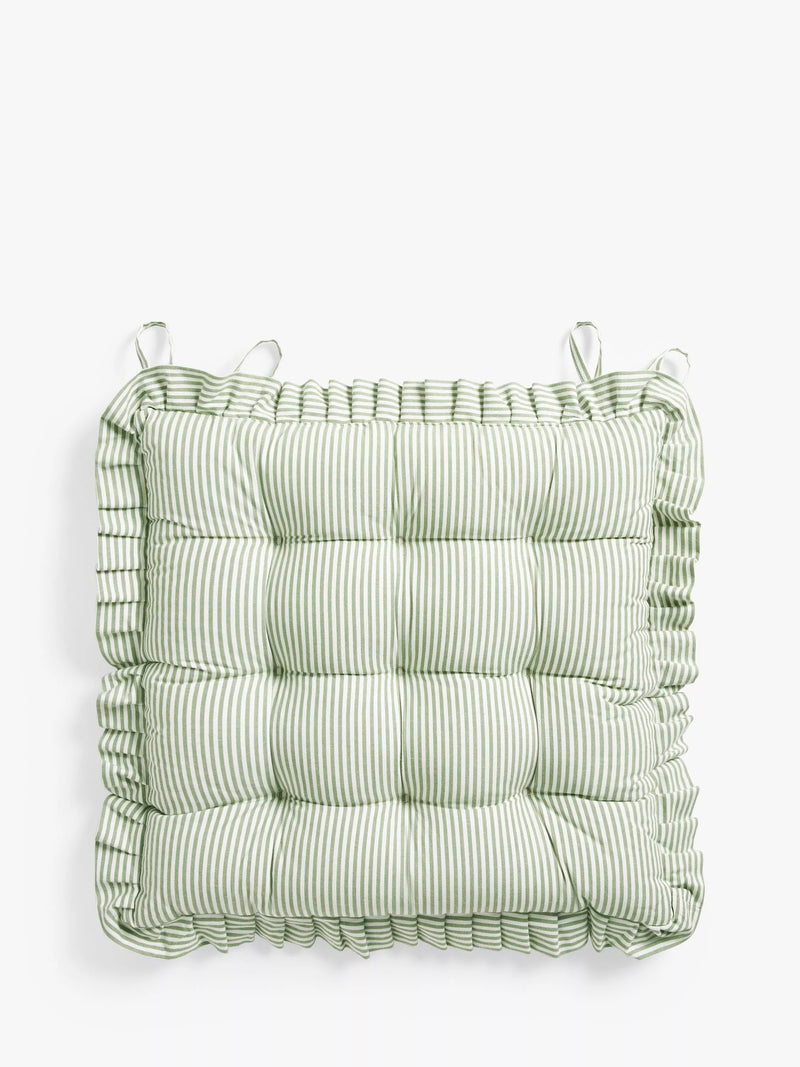 John Lewis frilled stripe seat pad 43x43cm with cotton cover, UK version