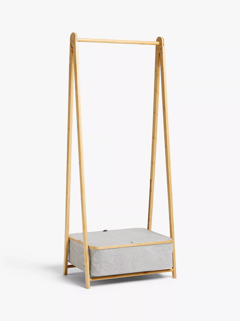 John Lewis bamboo collapsible clothes rail grey, imported from the UK