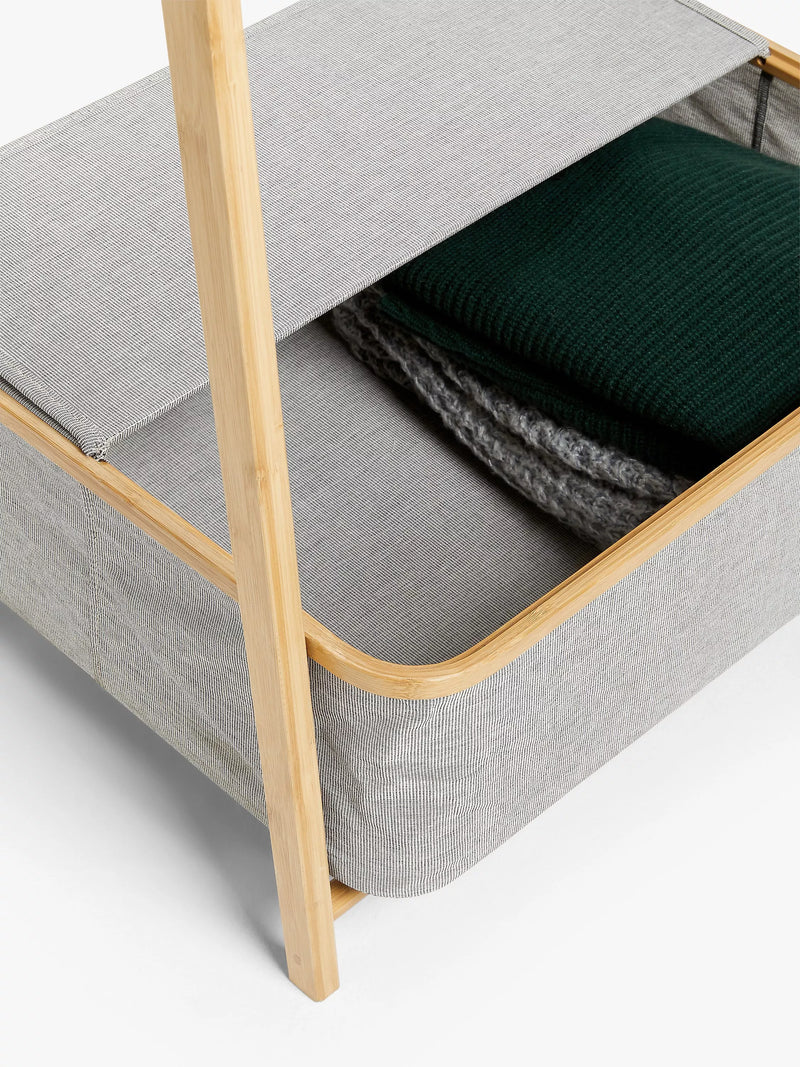 John Lewis bamboo collapsible clothes rail grey, imported from the UK