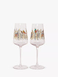 Sara Miller Birds wine glasses Clear/Multi set of two 440ml (British brand)