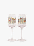 Sara Miller Birds wine glasses Clear/Multi set of two 440ml (British brand)