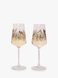 Sara Miller Birds wine glasses Clear/Multi set of two 440ml (British brand)
