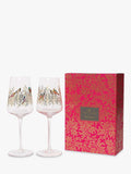 Sara Miller Birds wine glasses Clear/Multi set of two 440ml (British brand)