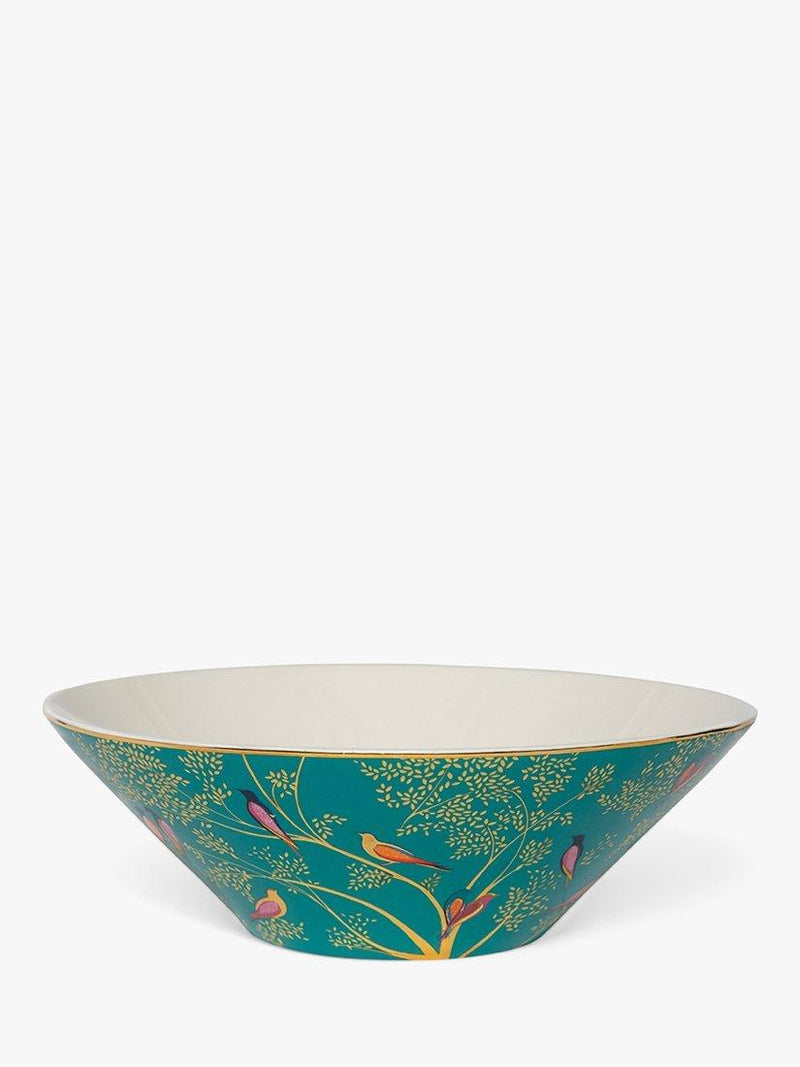 Sara Miller fine china birds salad bowl in green, 25cm (British brand)