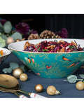 Sara Miller fine china birds salad bowl in green, 25cm (British brand)