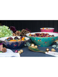 Sara Miller fine china birds salad bowl in green, 25cm (British brand)