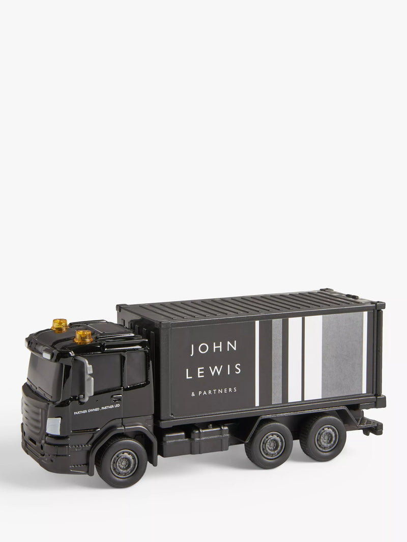 John Lewis toy lorry with die-cast cab and realistic trailer, UK version