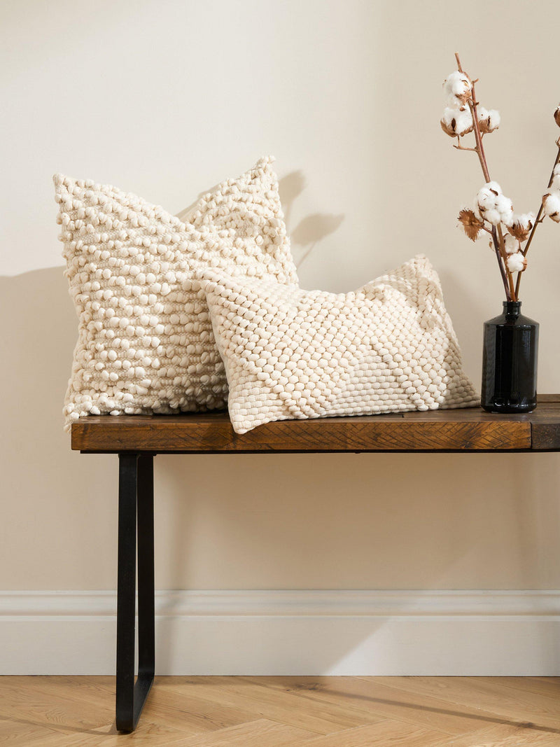 Truly Knotted Square Cushion in Ecru (British brand)