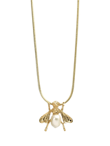 John Lewis Eclectica Pre-Loved Faux Pearl Bee Pendant Necklace, Gold, 44cm and 9cm Extension Chain- Buy online at McGrocer