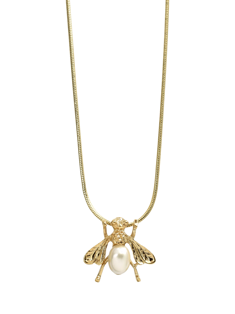 Eclectica faux pearl bee pendant necklace 44cm chain, UK version